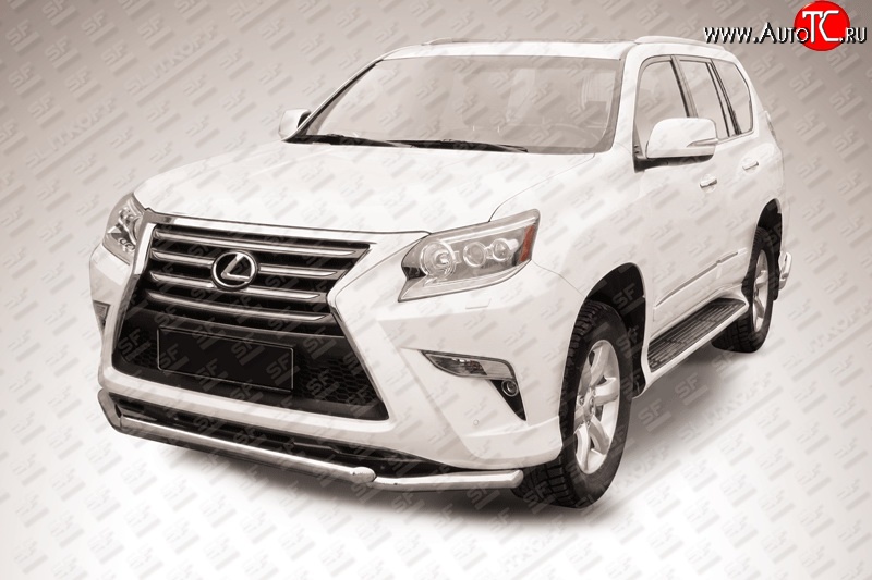 20 499 р. Двойная защита переднего бампера из труб диаметрами по 57 мм Slitkoff Lexus GX460 J150 1-ый рестайлинг (2013-2019) (Нержавейка, Полированная)  с доставкой в г. Керчь