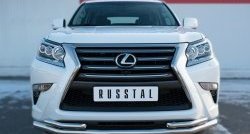 Защита переднего бампера (2 трубыØ63 и 42 мм, нержавейка) SLITKOFF Lexus GX460  J150 (2013-2022) 1-ый рестайлинг, 2-ой рестайлинг