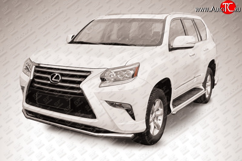 17 599 р. Одинарная защита переднего бампера из трубы диаметром 57 мм Slitkoff Lexus GX460 J150 1-ый рестайлинг (2013-2019) (Нержавейка, Полированная)  с доставкой в г. Керчь