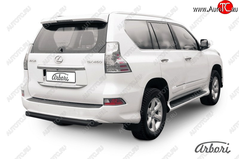 12 059 р. Защита заднего бампера Arbori (короткая, черная, 1 труба d76 mm). Lexus GX460 J150 1-ый рестайлинг (2013-2019)  с доставкой в г. Керчь