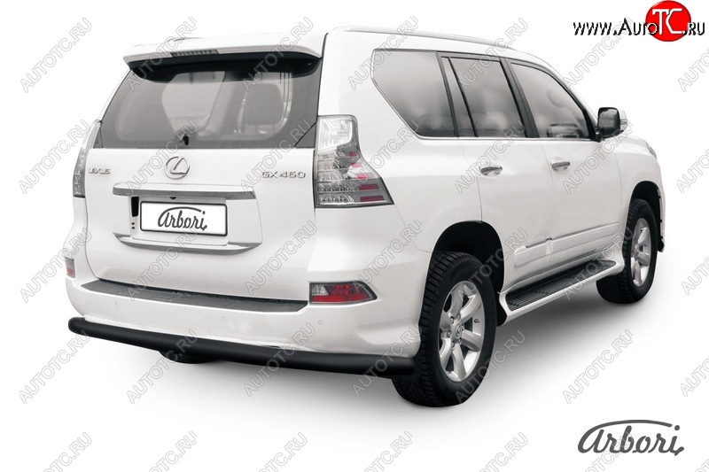 8 459 р. Защита заднего бампера Arbori (черная, 1 труба d76 mm). Lexus GX460 J150 1-ый рестайлинг (2013-2019)  с доставкой в г. Керчь