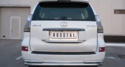 Защита заднего бампера (Ø63 и 42 мм, с углами, нержавейка) SLITKOFF Lexus GX460  J150 (2013-2022) 1-ый рестайлинг, 2-ой рестайлинг