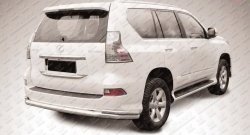 Двойная защита заднего бампера из трёх труб диаметром 76 и 42 мм Slitkoff Lexus GX460  J150 (2013-2022) 1-ый рестайлинг, 2-ой рестайлинг