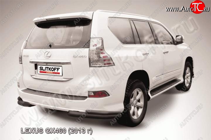 14 999 р. Защита заднего бампера из уголков d76+d42 Slitkoff (двойные)  Lexus GX460  J150 (2013-2022) 1-ый рестайлинг, 2-ой рестайлинг (Цвет: серебристый)  с доставкой в г. Керчь
