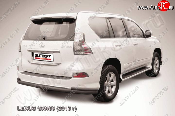 17 999 р. Защита заднего бампера из труб d76+d42 Slitkoff (с уголками)  Lexus GX460  J150 (2013-2022) 1-ый рестайлинг, 2-ой рестайлинг (Цвет: серебристый)  с доставкой в г. Керчь