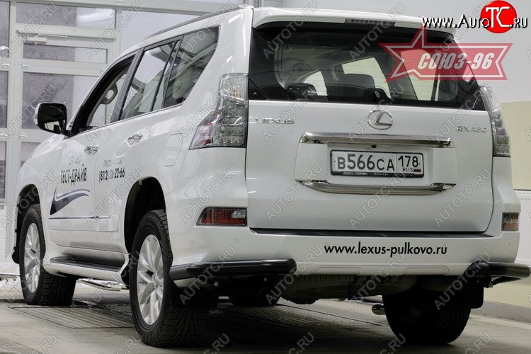 19 034 р. Защита заднего бампера из боковых уголков (d76) (чёрные) Souz-96 Lexus GX460 J150 1-ый рестайлинг (2013-2019)  с доставкой в г. Керчь