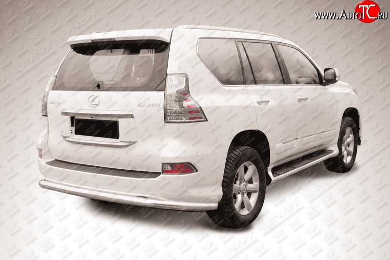 14 599 р. Защита заднего бампера из длинной трубы диаметром 76 мм Slitkoff Lexus GX460 J150 1-ый рестайлинг (2013-2019) (Нержавейка, Полированная)  с доставкой в г. Керчь