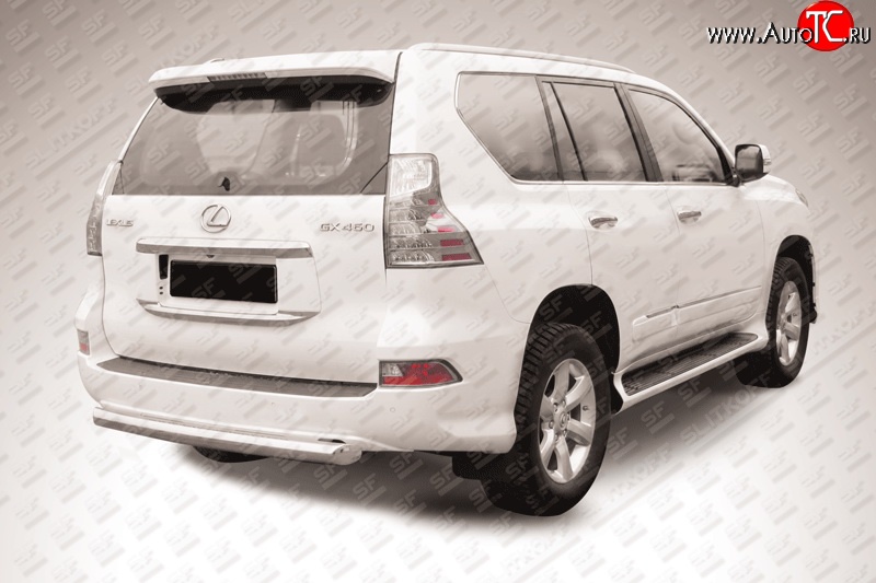 20 899 р. Защита заднего бампера из короткой трубы диаметром 76 мм Slitkoff  Lexus GX460  J150 (2013-2022) 1-ый рестайлинг, 2-ой рестайлинг (Нержавейка, Полированная)  с доставкой в г. Керчь