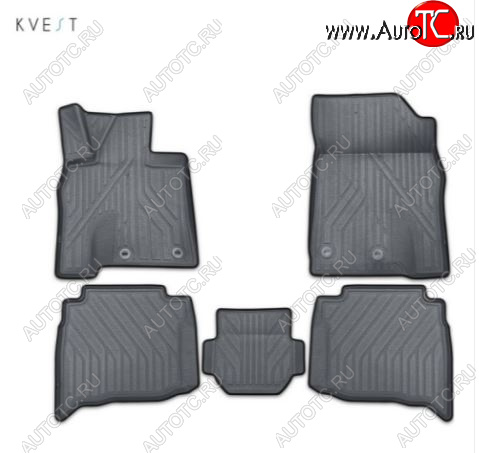 1 286 р. Комплект ковриков салона Kvest Lexus GX460 J150 1-ый рестайлинг (2013-2019) (Серый, серый кант)  с доставкой в г. Керчь