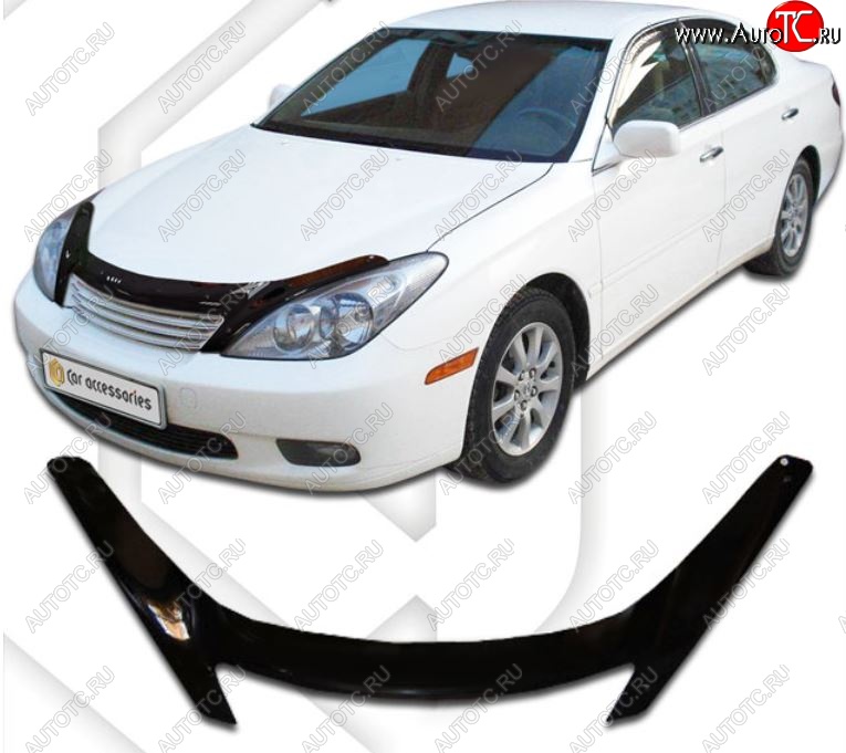 2 199 р. Дефлектор капота CA-Plastiс exclusive Lexus ES300 XV30 дорестайлинг (2001-2003) (Classic черный, Без надписи)  с доставкой в г. Керчь