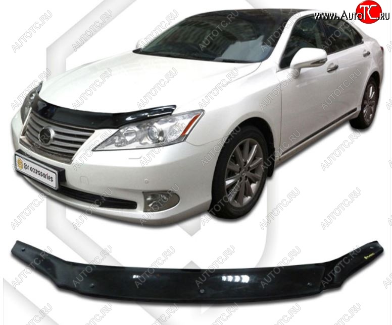 1 999 р. Дефлектор капота CA-Plastiс Lexus ES350 XV40 дорестайлинг (2006-2009) (Classic черный, Без надписи)  с доставкой в г. Керчь