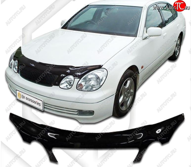 2 599 р. Дефлектор капота CA-Plastiс exclusive  Lexus GS300  S160 (1997-2001) дорестайлинг (серия Classic черный, Без надписи)  с доставкой в г. Керчь