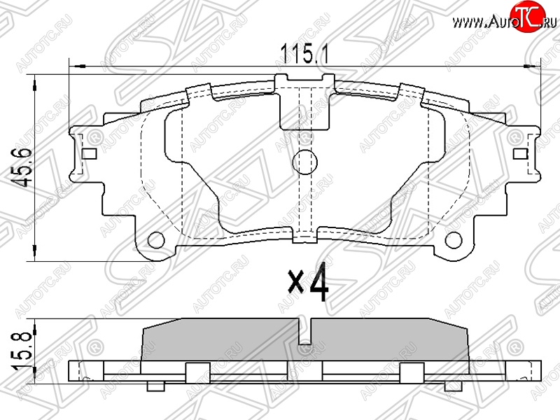 729 р. Колодки тормозные SAT (задние)  Lexus RX350 ( XU30,  AL10,  AL20) (2003-2019), Lexus RX450H  AL10 (2009-2012), Toyota Highlander  XU50 (2013-2020)  с доставкой в г. Керчь