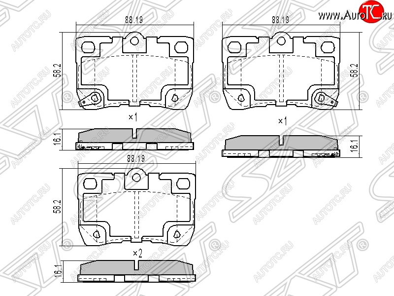 719 р. Колодки тормозные SAT (задние)  Lexus GS300  S190 (2007-2012), Toyota Crown  S180 (2003-2005), Toyota Mark X  X120 (2004-2009)  с доставкой в г. Керчь