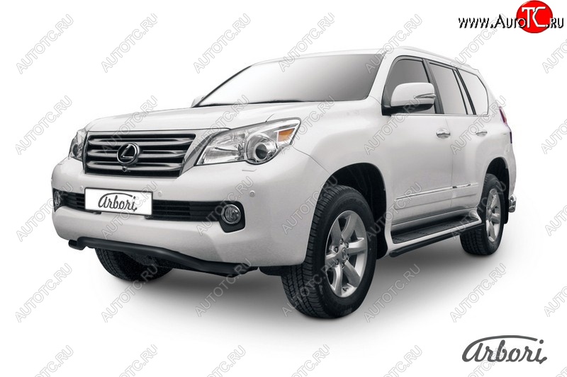 9 269 р. Защита переднего бампера Arbori (волна, черная, 1 труба d57 mm). Lexus GX460 J150 дорестайлинг (2009-2013)  с доставкой в г. Керчь