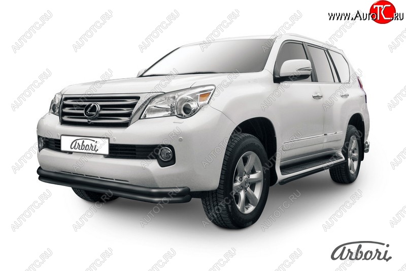 11 789 р. Защита переднего бампера Arbori (черная, 2 трубы d57 и 57 mm) Lexus GX460 J150 дорестайлинг (2009-2013)  с доставкой в г. Керчь