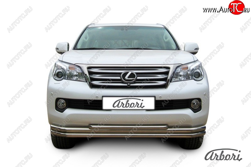 19 349 р. Защита переднего бампера Arbori (нержавейка, 3 трубы d57, 57 и 42 mm) Lexus GX460 J150 дорестайлинг (2009-2013)  с доставкой в г. Керчь