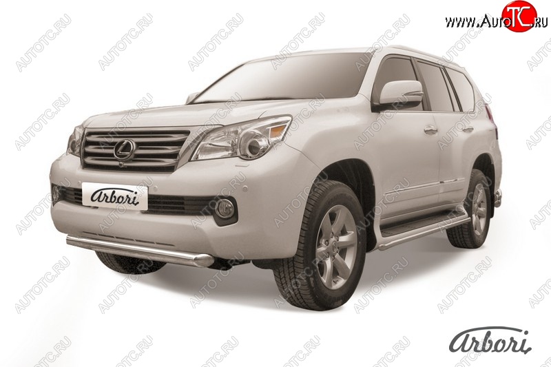12 329 р. Защита переднего бампера Arbori (черная, 1 труба d76 mm). Lexus GX460 J150 дорестайлинг (2009-2013)  с доставкой в г. Керчь