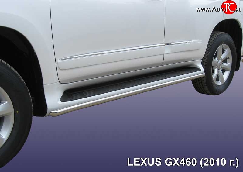 15 699 р. Защита штатных порогов из круглой трубы диаметром 42 мм Slitkoff  Lexus GX460  J150 (2009-2013) дорестайлинг (Нержавейка, Полированная)  с доставкой в г. Керчь