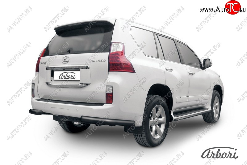 9 269 р. Защита заднего бампера Arbori (уголки, черная, 1 труба d76 mm). Lexus GX460 J150 дорестайлинг (2009-2013)  с доставкой в г. Керчь