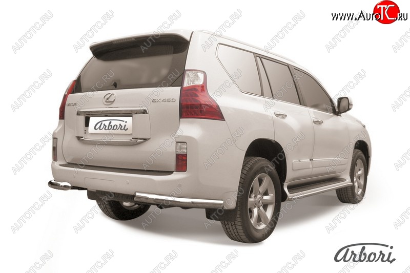 17 369 р. Защита заднего бампера Arbori (уголки, нержавейка, 1 труба d76 mm). Lexus GX460 J150 дорестайлинг (2009-2013)  с доставкой в г. Керчь