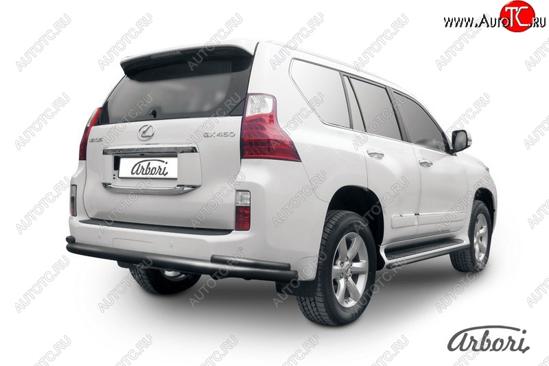 13 499 р. Защита заднего бампера Arbori (черная, 2 трубы d76 и 42 mm). Lexus GX460 J150 дорестайлинг (2009-2013)  с доставкой в г. Керчь