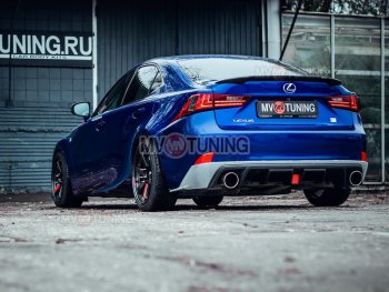 Диффузор заднего бампера MV tuning (со стоп сигналом и килями) Lexus IS250  XE30 седан (2013-2016) дорестайлинг