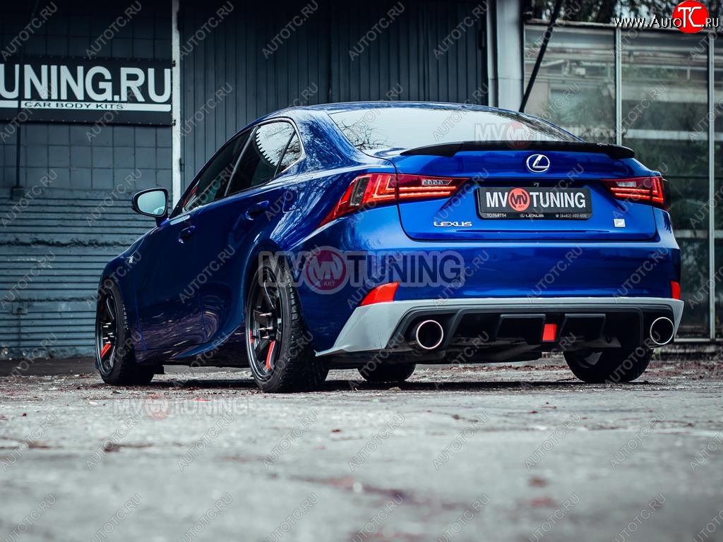 16 499 р. Диффузор заднего бампера MV tuning (со стоп сигналом и килями)  Lexus IS250  XE30 седан (2013-2016) дорестайлинг (Неокрашенный)  с доставкой в г. Керчь