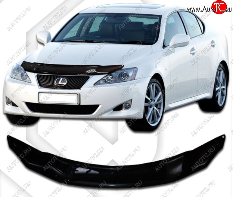 2 079 р. Дефлектор капота CA-Plastic Lexus IS250 XE20 седан дорестайлинг (2005-2013) (Classic черный, Без надписи)  с доставкой в г. Керчь