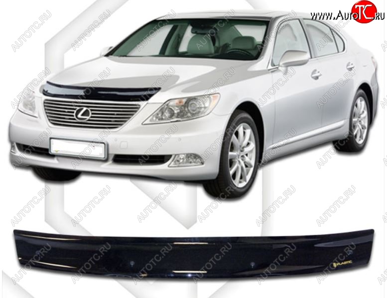 1 839 р. Дефлектор капота CA-Plastic Lexus LS460 XF40 дорестайлинг (2006-2009) (Classic черный, Без надписи)  с доставкой в г. Керчь