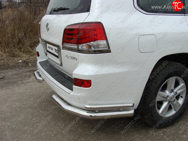29 449 р. Защита заднего бампера (уголки двойные) (кроме F-Sport) ТСС 76,1/42,4 мм  Lexus LX570  J200 (2012-2015) 1-ый рестайлинг  с доставкой в г. Керчь