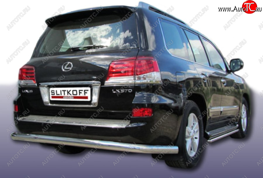 21 649 р. Защита заднего бампера Slitkoff (Ø 76 мм)  Lexus LX570  J200 (2012-2015) 1-ый рестайлинг (Нержавеющая сталь)  с доставкой в г. Керчь
