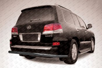 Защита заднего бампера Slitkoff (Ø 76, радиусная) Lexus LX570  J200 (2012-2015) 1-ый рестайлинг (Сталь с полимерным покрытием. Цвет: черный)