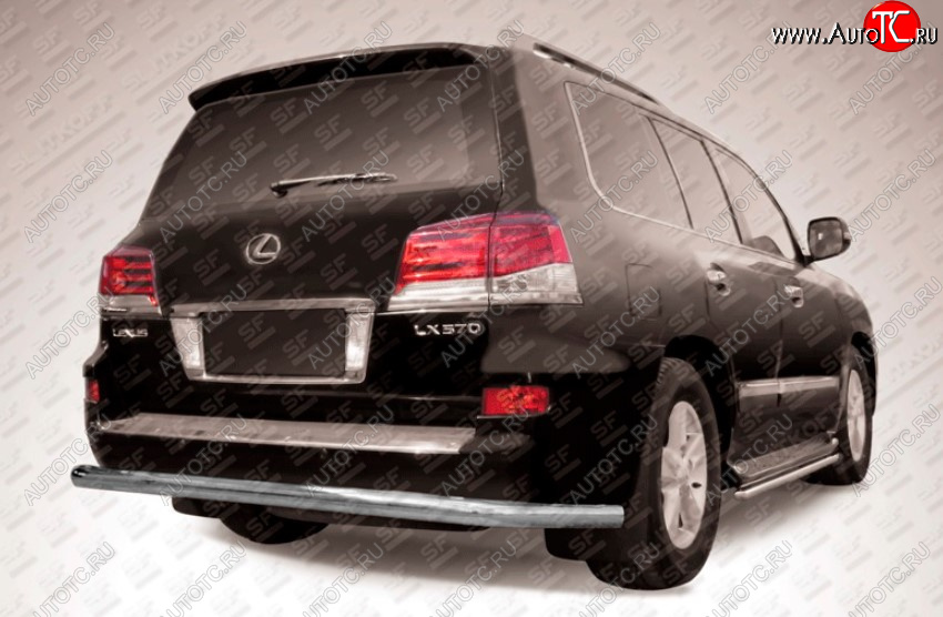 15 699 р. Защита заднего бампера Slitkoff (Ø 76, радиусная)  Lexus LX570  J200 (2012-2015) 1-ый рестайлинг (Сталь с полимерным покрытием. Цвет: серебристый)  с доставкой в г. Керчь