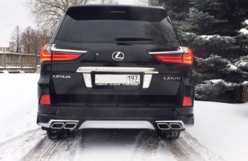 22 699 р. Накладка заднего бампера Автократ (без глушителя)  Lexus LX450d  J200 - LX570  J200 (Неокрашенная)  с доставкой в г. Керчь. Увеличить фотографию 3