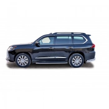 9 799 р. Защита порогов ТехноСфера (Техно Сфера) (Сталь с покрытием, d40 mm)  Lexus LX450d  J200 - LX570  J200 (цвет: Серебристый)  с доставкой в г. Керчь. Увеличить фотографию 2