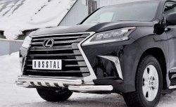 26 749 р. Защита переднего бампера (2 трубы Ø63 мм с зубами, нержавейка) SLITKOFF  Lexus LX450d  J200 (2015-2022) 2-ой рестайлинг  с доставкой в г. Керчь. Увеличить фотографию 4
