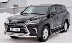 20 999 р. Защита переднего бампера (2 трубыØ63 и 42 мм, нержавейка) SLITKOFF Lexus LX450d J200 2-ой рестайлинг (2015-2022)  с доставкой в г. Керчь. Увеличить фотографию 2
