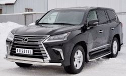 16 449 р. Защита переднего бампера (2 трубыØ63 и 75х42 мм, нержавейка) Russtal Lexus LX450d J200 2-ой рестайлинг (2015-2022)  с доставкой в г. Керчь. Увеличить фотографию 2