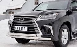 16 449 р. Защита переднего бампера (2 трубыØ63 и 75х42 мм, нержавейка) Russtal Lexus LX450d J200 2-ой рестайлинг (2015-2022)  с доставкой в г. Керчь. Увеличить фотографию 4