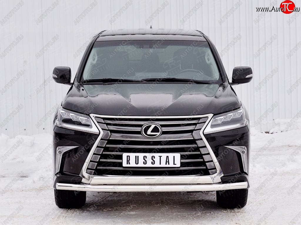 16 449 р. Защита переднего бампера (2 трубыØ63 и 75х42 мм, нержавейка) Russtal Lexus LX450d J200 2-ой рестайлинг (2015-2022)  с доставкой в г. Керчь