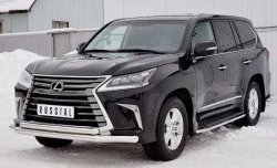 23 999 р. Защита переднего бампера (2 трубыØ76 и 63 мм, нержавейка) SLITKOFF Lexus LX450d J200 2-ой рестайлинг (2015-2022)  с доставкой в г. Керчь. Увеличить фотографию 2