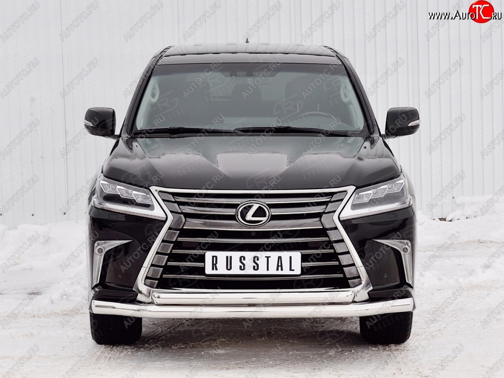 23 999 р. Защита переднего бампера (2 трубыØ76 и 63 мм, нержавейка) SLITKOFF Lexus LX450d J200 2-ой рестайлинг (2015-2022)  с доставкой в г. Керчь