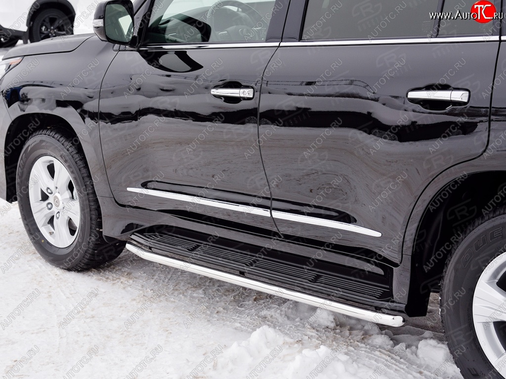 14 999 р. Защита порогов из круглой трубы диаметром 42 мм SLITKOFF  Lexus LX450d  J200 (2015-2022) 2-ой рестайлинг  с доставкой в г. Керчь