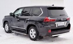 16 899 р. Защита заднего бампера (Ø63 мм, нержавейка, NOT F-SPORT/HERITAGE) SLITKOFF Lexus LX570 J200 2-ой рестайлинг (2015-2022)  с доставкой в г. Керчь. Увеличить фотографию 2