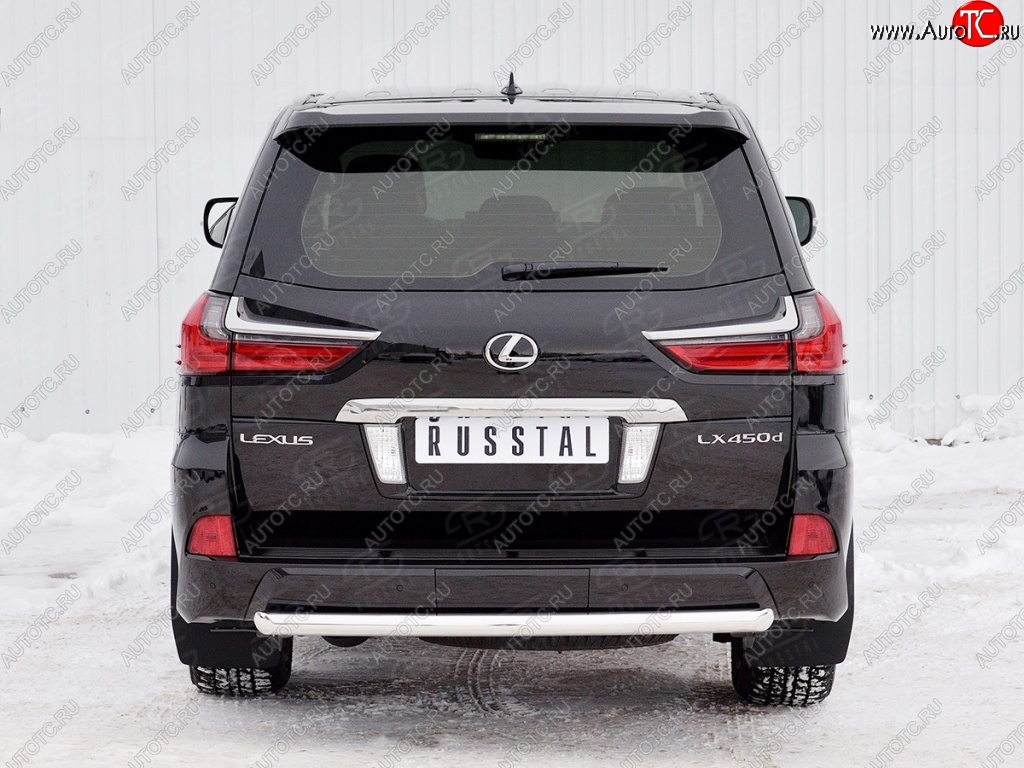 16 899 р. Защита заднего бампера (Ø63 мм, нержавейка, NOT F-SPORT/HERITAGE) SLITKOFF Lexus LX570 J200 2-ой рестайлинг (2015-2022)  с доставкой в г. Керчь