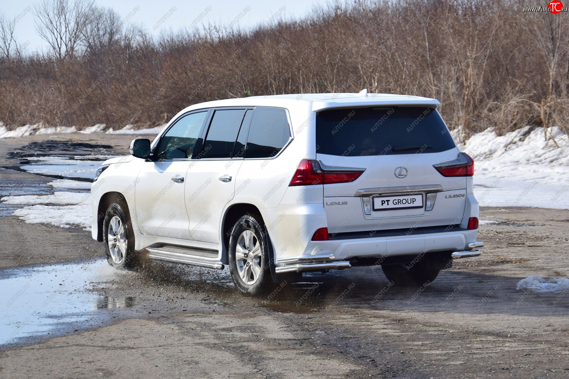 25 289 р. Защита заднего бампера Petroil Tuning (уголки двойные, d63/51)  Lexus LX450d  J200 (2015-2022) 2-ой рестайлинг (Нержавеющая полированная сталь)  с доставкой в г. Керчь