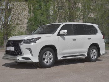 15 899 р. Защита переднего бампера (2 трубы Ø63 и 75х42 мм, нержавейка, TRD Superior) Russtal Lexus LX570 J200 2-ой рестайлинг (2015-2022)  с доставкой в г. Керчь. Увеличить фотографию 4