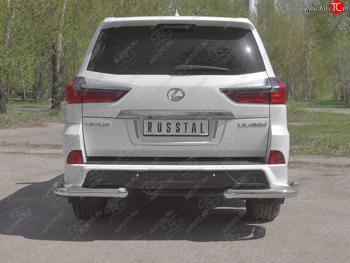 16 849 р. Защита заднего бампера (2 трубы Ø76 и 42 мм уголки, нержавейка)  Lexus LX450d  J200 - LX570  J200  с доставкой в г. Керчь