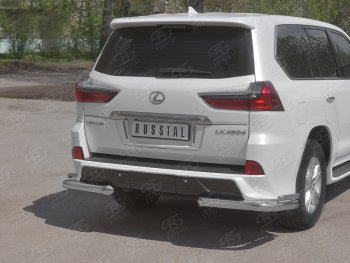 16 849 р. Защита заднего бампера (2 трубы Ø76 и 42 мм уголки, нержавейка)  Lexus LX450d  J200 - LX570  J200  с доставкой в г. Керчь. Увеличить фотографию 2